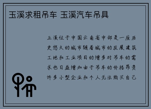 玉溪求租吊车 玉溪汽车吊具